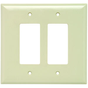 Pass & Seymour Oversized Decorator Wallplates 2 Gang Ivory Plastic Device