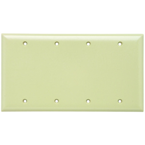 Pass & Seymour Standard Blank Wallplates 4 Gang Ivory Plastic Box