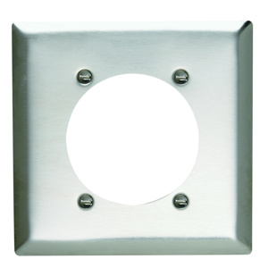 Pass & Seymour Standard Round Hole Wallplates 2 Gang 2.375 in Metallic Stainless Steel 302/304 Device