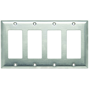 Pass & Seymour Standard Decorator Wallplates 4 Gang Metallic Stainless Steel 302/304 Device
