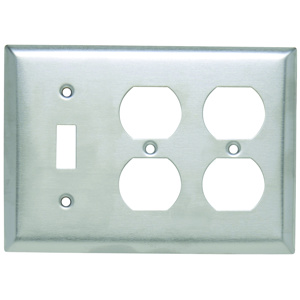 Pass & Seymour Standard Duplex Toggle Wallplates 3 Gang Metallic Stainless Steel 302/304 Device