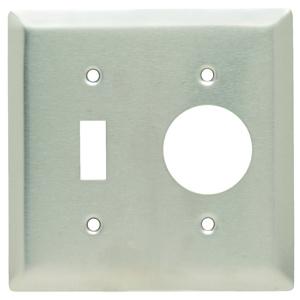 Pass & Seymour Standard Toggle Round Hole Wallplates 2 Gang 1.406 in Metallic Stainless Steel 302/304 Device