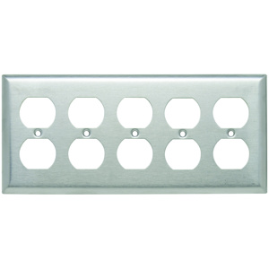 Pass & Seymour Standard Duplex Wallplates 5 Gang Metallic Stainless Steel 302/304 Device