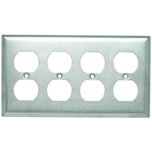 Pass & Seymour Standard Duplex Wallplates 4 Gang Metallic Stainless Steel 302/304 Device