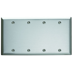 Pass & Seymour Standard Blank Wallplates 4 Gang Metallic Stainless Steel 302/304 Box