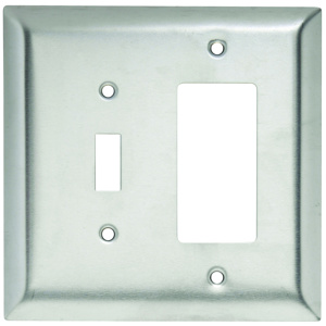 Pass & Seymour Oversized Decorator Toggle Wallplates 2 Gang Metallic Stainless Steel 302/304 Device