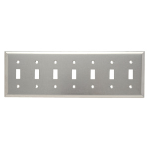 Pass & Seymour Standard Blank Wallplates 7 Gang Metallic Stainless Steel 302/304 Box