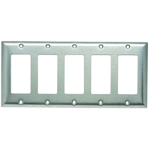 Pass & Seymour Standard Decorator Wallplates 5 Gang Metallic Stainless Steel 302/304 Device