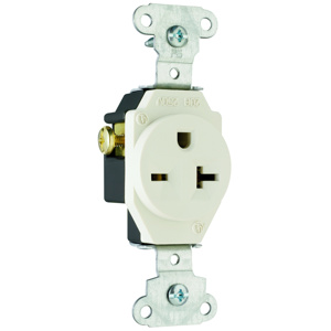 Pass & Seymour 5851 Series Single Receptacles 20 A 250 V 2P3W 6-20R Commercial Light Almond
