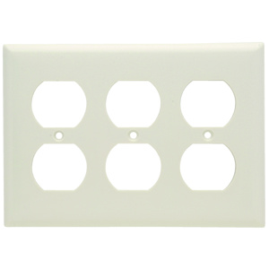 Pass & Seymour Standard Duplex Wallplates 3 Gang Light Almond Plastic Device