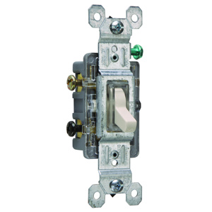Pass & Seymour 3-Way, SPST Toggle Light Switches 15 A 120 V Trademaster® Light Almond