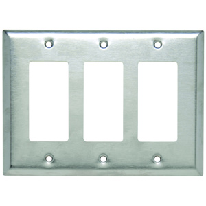 Pass & Seymour Midsized Decorator Wallplates 3 Gang Metallic Stainless Steel 302/304 Device