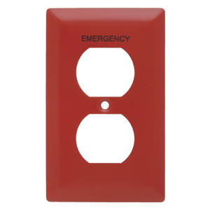 Pass & Seymour Standard Duplex Wallplates 1 Gang Red Stainless Steel 302/304 Emergency Device
