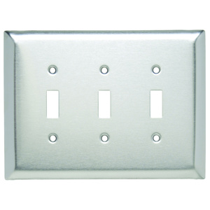 Pass & Seymour Oversized Toggle Wallplates 3 Gang Metallic Stainless Steel 302/304 Device