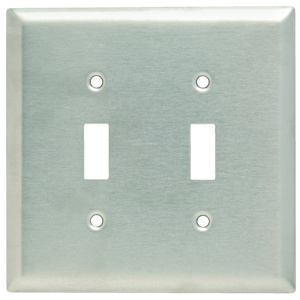 Pass & Seymour Midsized Toggle Wallplates 2 Gang Metallic Stainless Steel 302/304 Device