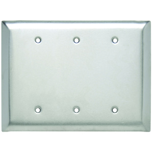 Pass & Seymour Oversized Blank Wallplates 3 Gang Metallic Stainless Steel 302/304 Box