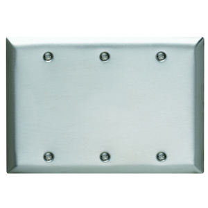 Pass & Seymour Standard Blank Wallplates 3 Gang Metallic Stainless Steel 302/304 Box