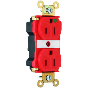Pass & Seymour PT8200 Series Duplex Receptacles 15 A 125 V 2P3W 5-15R Hospital PlugTail® Red