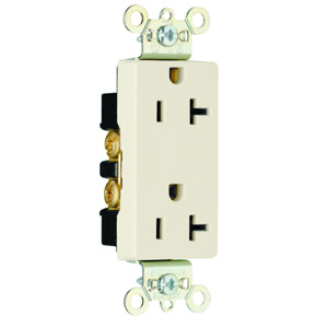 Pass & Seymour 26352 Series Decorator Duplex Receptacle 20 A 125 V 2P3W 5-20R Commercial Light Almond