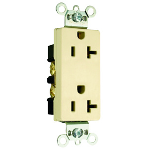 Pass & Seymour 26352 Series Decorator Duplex Receptacle 20 A 125 V 2P3W 5-20R Commercial Ivory