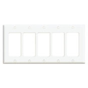 Leviton Standard Decorator Wallplates 5 Gang Almond Thermoset Plastic Device