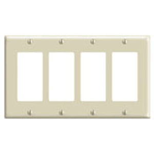 Leviton Standard Decorator Wallplates 4 Gang Almond Thermoset Plastic Device