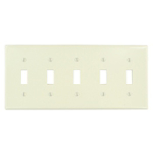 Leviton Standard Toggle Wallplates 5 Gang Almond Plastic Device