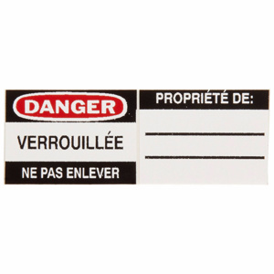 Brady B-826 Padlock Labels DANGER VERROUILLEE NE PAS ENLEVER Vinyl 0.8 x 1.1 in Black/Red on White