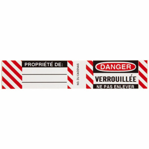 Brady B-826 Steel Padlock Labels DANGER VERROUILLEE NE <em class="search-results-highlight">PAS</em> ENLEVER Vinyl 3/4 x 4-1/2 in Black/Red on White