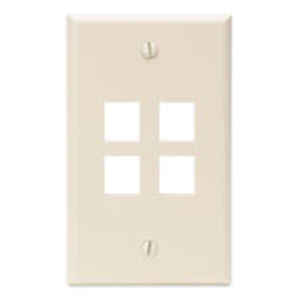 Leviton Standard Multimedia Faceplates 1 Gang 4 Port Almond High-Impact Plastic Box