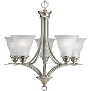 Progress Lighting Trinity Series Chandeliers Incandescent Brushed Nickel Frosted Glass
