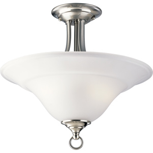 Progress Lighting Trinity Series Semi-flush Ceiling Light Fixtures Incandescent Brushed Nickel Frosted Glass