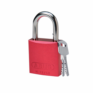 Brady 1 in Shackle Padlocks Red Aluminum Lock Body: 1-3/5 in H x 1-1/2 in W x 3/4 in D