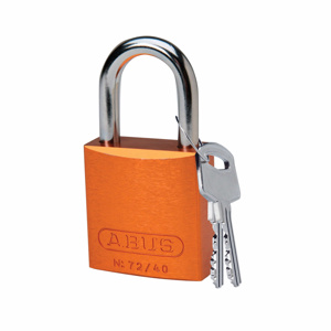 Brady 1 in Shackle Padlocks Orange Aluminum Lock Body: 1-3/5 in H x 1-1/2 in W x 3/4 in D
