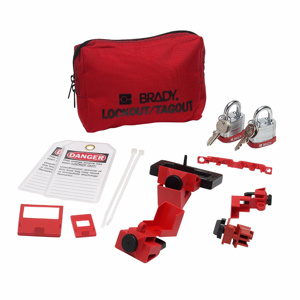 Brady Breaker Lockout Sampler Toolbox Kits Black on Red Nylon