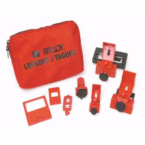 Brady Breaker Lockout Sampler Toolbox Kits Black on Red Nylon