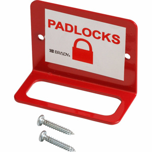 Brady Padlock Stations White on Red Steel 14 Gauge with Red Plastic Coating