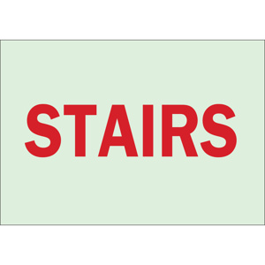 Brady BradyGlo™ B-324 Directional & Exit Safety Signs 10 x 14 in Stairs Polyester Red