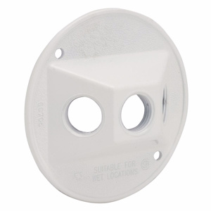 Raco/Bell 5197 Series Weatherproof Round Outlet Box Cover Aluminum Die Cast White