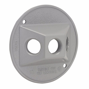 Raco/Bell 5197 Series Weatherproof Round Outlet Box Cover Aluminum Die Cast Gray