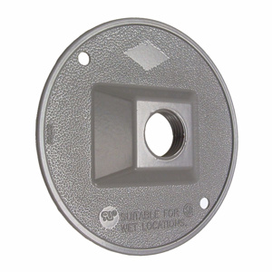 Raco/Bell 5193 Series Weatherproof Round Outlet Box Cover Aluminum Die Cast Gray