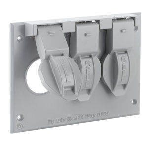 Raco/Bell Weatherproof Outlet Box Covers 3 Single Recepatcle 1.40 in 3 Gang Gray