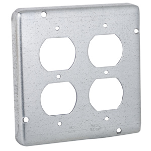 Raco/Bell Square Exposed Work Covers 2 Duplex Receptacle Steel