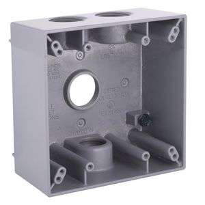 Raco/Bell Weatherproof Two Gang Outlet Boxes 2-1/8 in Metallic 2 Gang 3/4 in