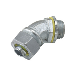 Raco/Bell 3440 Series 45 Degree Liquidtight Connectors Non-insulated 1/2 in Compression x Threaded Malleable Iron