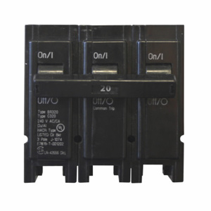 Eaton Cutler-Hammer BR Series Plug-in Circuit Breakers 20 A 240 VAC 10 kAIC 3 Pole 3 Phase