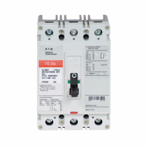 Eaton Cutler-Hammer FD Series C Molded Case Industrial Circuit Breakers 15 A 480/600 VAC, 250 VDC 18 kAIC 3 Pole 3 Phase