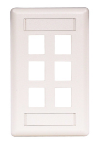 Hubbell Premise Standard Multimedia Faceplates 1 Gang 6 Port White Nylon Box