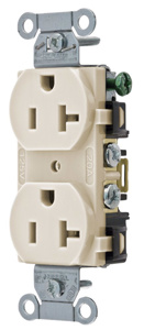 Hubbell Wiring Straight Blade Duplex Receptacles 20 A 125 V 2P3W 5-20R Commercial/Industrial BR Dry Location Almond