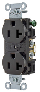 Hubbell Wiring Straight Blade Duplex Receptacles 20 A 125 V 2P3W 5-20R Commercial/Industrial BR Dry Location Black